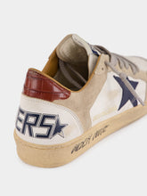 Golden Goose White Ballstar Sneakers with Blue Leather Star