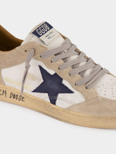 Golden Goose White Ballstar Sneakers with Blue Leather Star