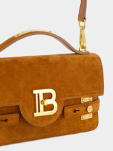 Balmain Suede B-Buzz 24 Shoulder Bag in Brown