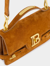 Balmain Suede B-Buzz 24 Shoulder Bag in Brown