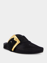 Balmain Black Anthem Flat Mule Sandals