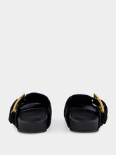 Balmain Black Anthem Flat Mule Sandals