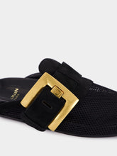 Balmain Black Anthem Flat Mule Sandals