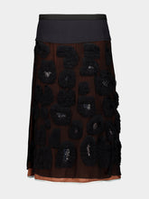 Marni Black Shaggy Camouflage Georgette Midi Skirt