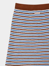 Marni Brown Blue Striped Crochet Midi Skirt