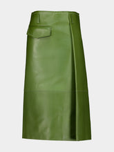 Marni North Sea Green Bonded Nappa Leather Midi Skirt