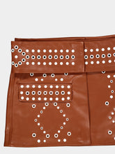 Marni Cognac Brown Studded Leather Mini Skirt