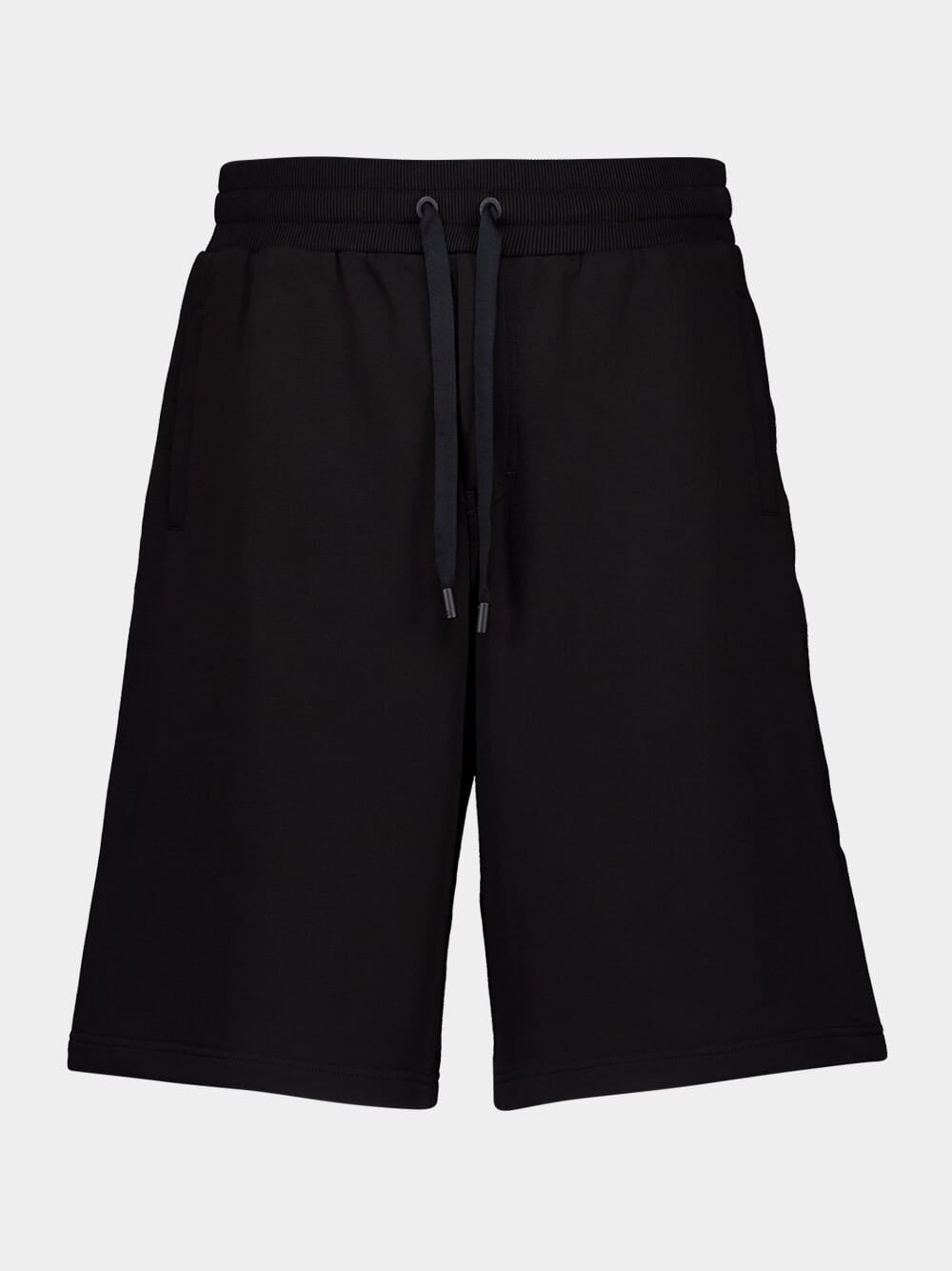 Black Cotton Jogging Shorts