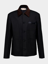 Black Virgin Wool Tropical Jacket