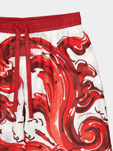 Dolce & Gabbana Red Majolica-Print Silk Vanity Bermuda Shorts