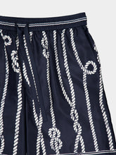 Dolce & Gabbana Navy Blue Marina-Print Silk Vanity Bermuda Shorts
