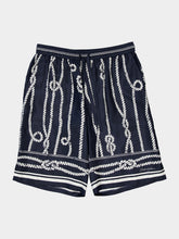 Dolce & Gabbana Navy Blue Marina-Print Silk Vanity Bermuda Shorts
