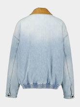 Blue Padded Denim Jacket With Corduroy Collar | PDP - Fashion Clinic