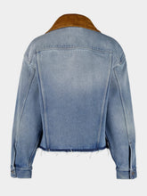 Miu Miu Sapphire Blue Denim Suede Blouson Jacket