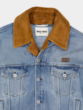 Miu Miu Sapphire Blue Denim Suede Blouson Jacket