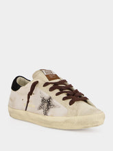 Golden Goose Seed Pearl and Black Super-Star Sneakers