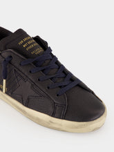 Golden Goose Navy Blue Super-Star Leather Sneakers