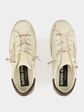 Golden Goose White and Burgundy Super-Star Sneakers