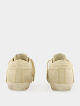 Golden Goose Eggnog Suede Superstar Sneakers with Glitter