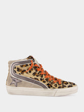 Golden Goose Leopard Print Slide Sneakers with Orange Laces