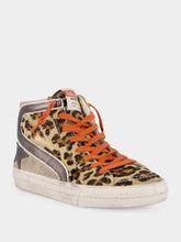 Golden Goose Leopard Print Slide Sneakers with Orange Laces