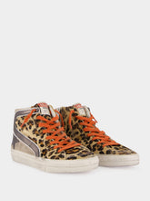 Golden Goose Leopard Print Slide Sneakers with Orange Laces