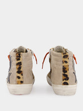 Golden Goose Leopard Print Slide Sneakers with Orange Laces