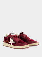 Golden Goose Ruby Red Ballstar Velvet Sneakers