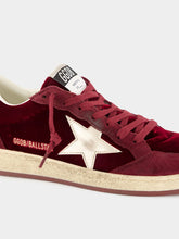 Golden Goose Ruby Red Ballstar Velvet Sneakers