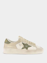 Golden Goose Panna and Military Green Stardan Leather Sneakers