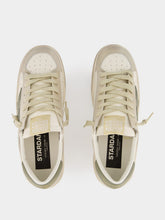 Golden Goose Panna and Military Green Stardan Leather Sneakers