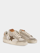 Golden Goose White and Beige Leather Stardan Sneakers with Star and Studded Heel
