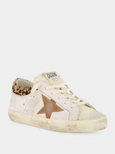 Golden Goose White Superstar Sneakers with Leopard Heel
