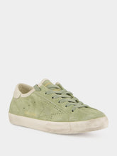 Golden Goose Sage Green and White Super-Star Sneakers