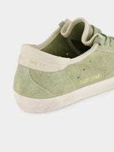 Golden Goose Sage Green and White Super-Star Sneakers
