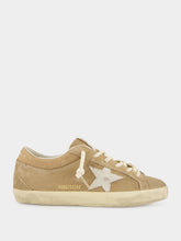 Golden Goose Beige and White Super-Star Suede Sneakers