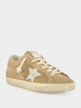 Golden Goose Beige and White Super-Star Suede Sneakers