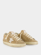 Golden Goose Beige and White Super-Star Suede Sneakers