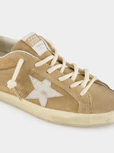 Golden Goose Beige and White Super-Star Suede Sneakers