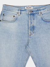 Miu Miu Blue Straight-Leg Jeans With Logo Patch