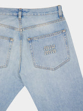 Miu Miu Blue Straight-Leg Jeans With Logo Patch