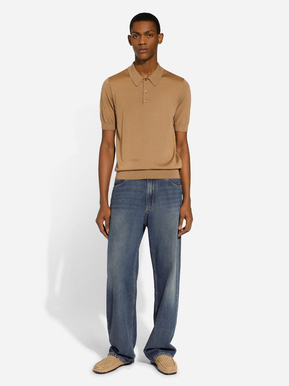 Camel Cashmere and Silk Polo-Shirt