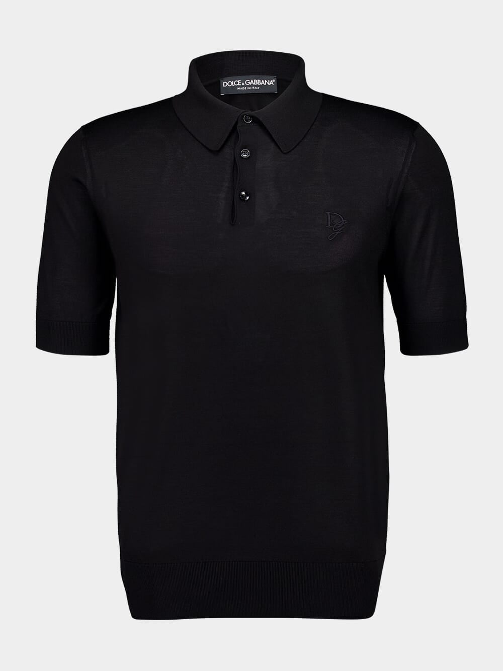 Black Silk Polo Shirt