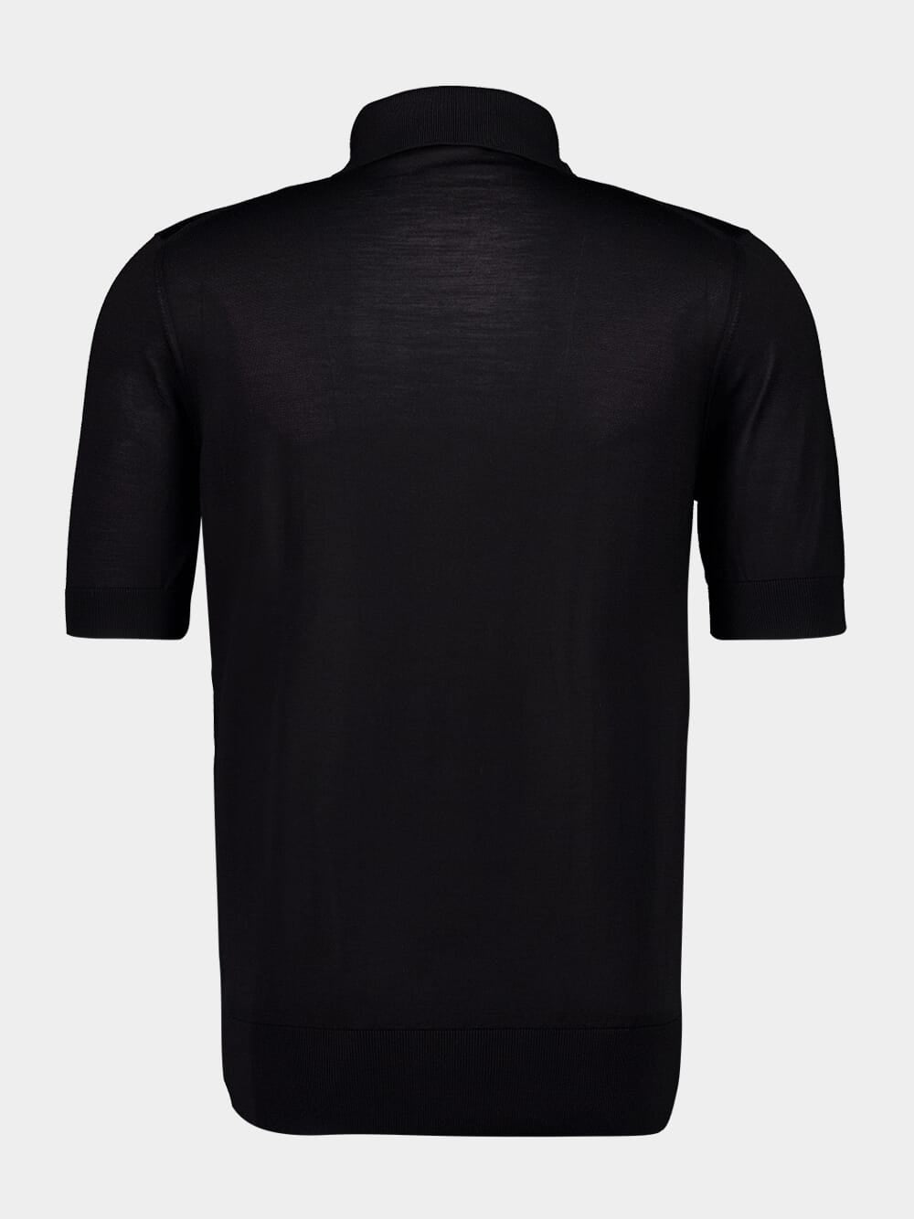 Black Silk Polo Shirt