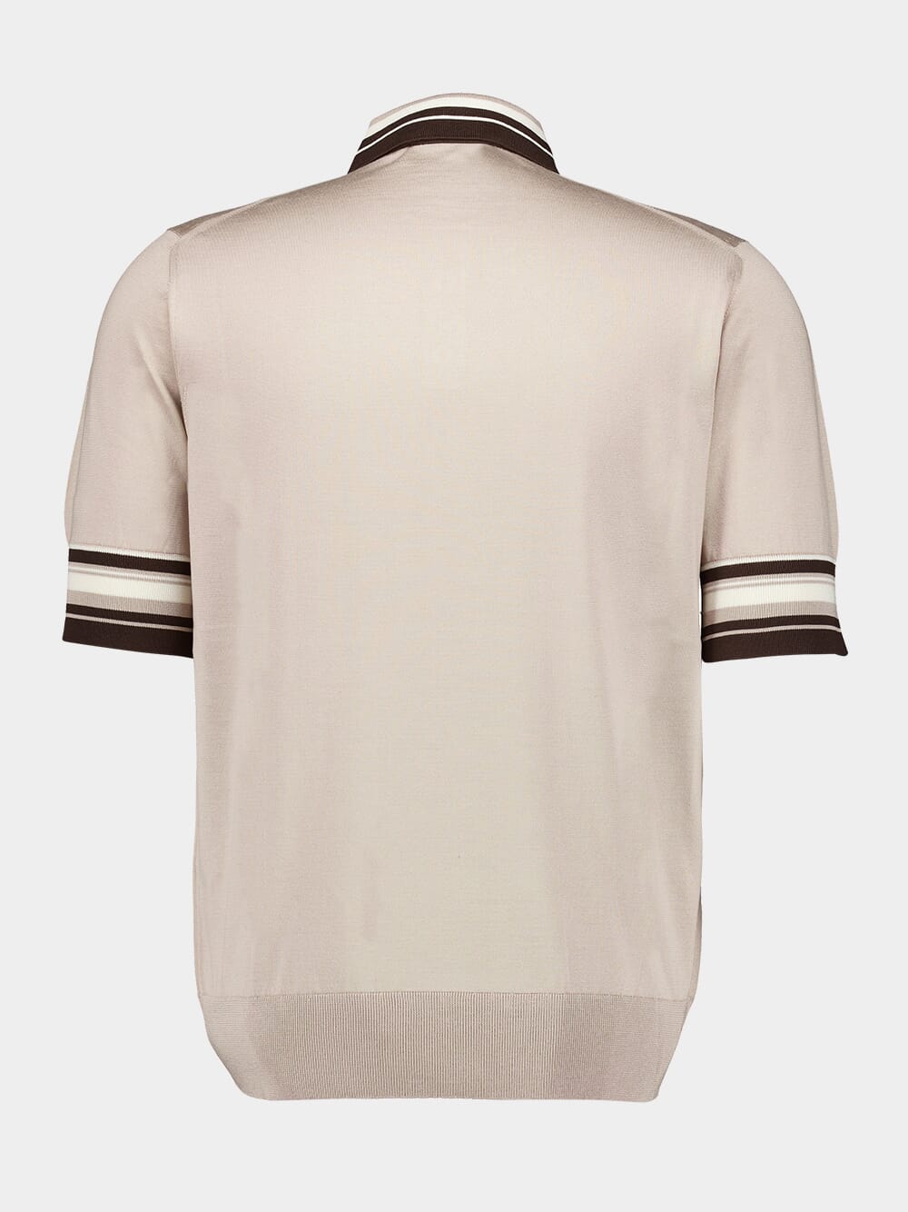 Beige Silk Polo Shirt with DG Embroidery