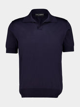 Dolce & Gabbana Blue Silk Knit Polo Shirt