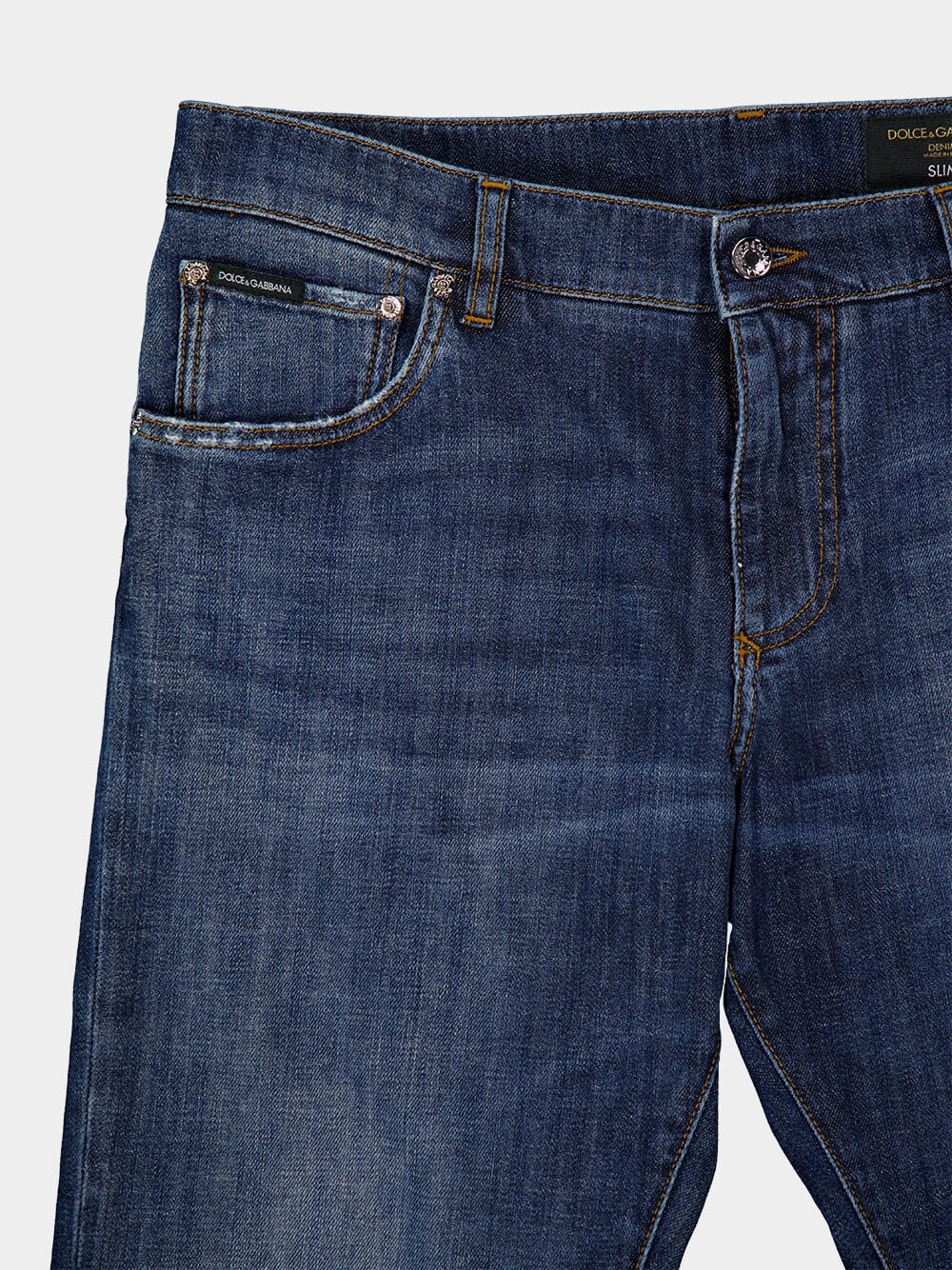 Slim Fit Washed Stretch Jeans with Abrasions