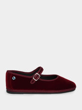 Piedaterre Burgundy Velvet Mary Jane Flats
