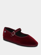 Piedaterre Burgundy Velvet Mary Jane Flats