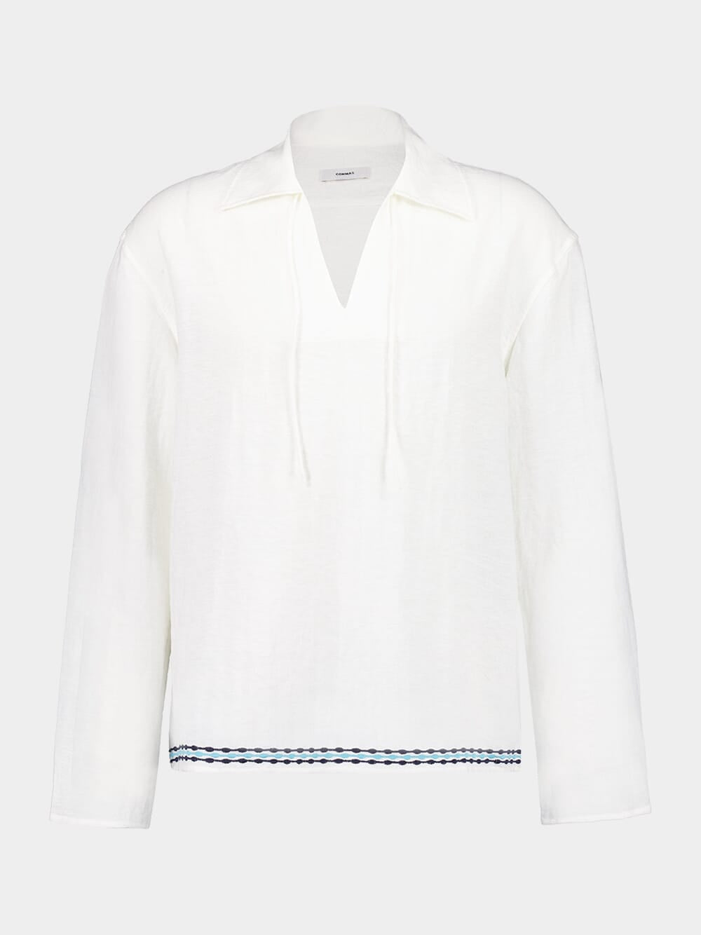 White Frequency Embroidered Tie Shirt